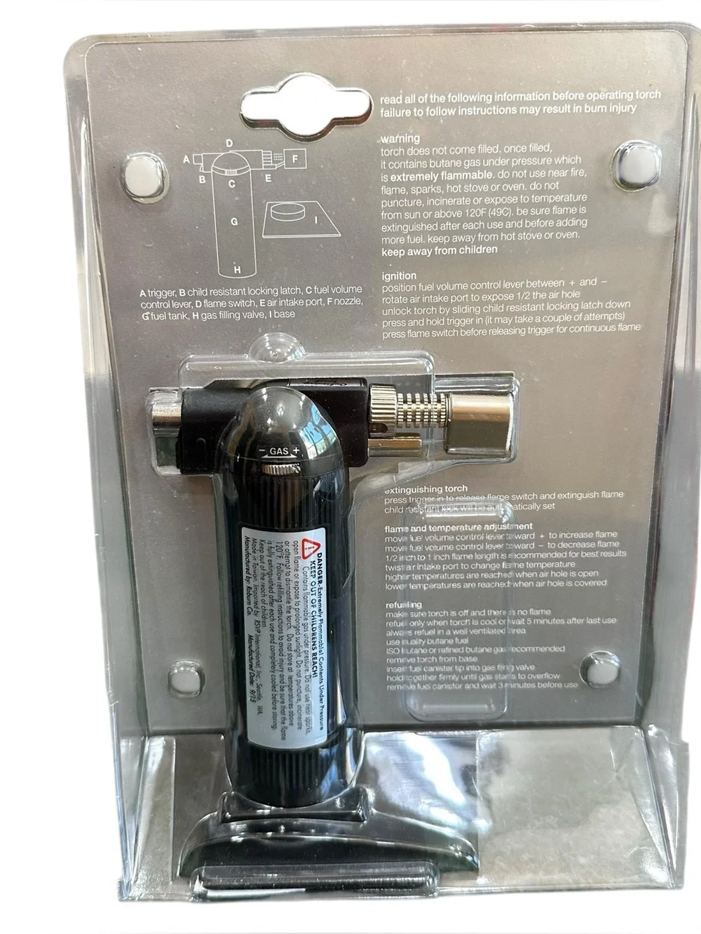 Crate & Barrel Culinary Butane Torch NEW